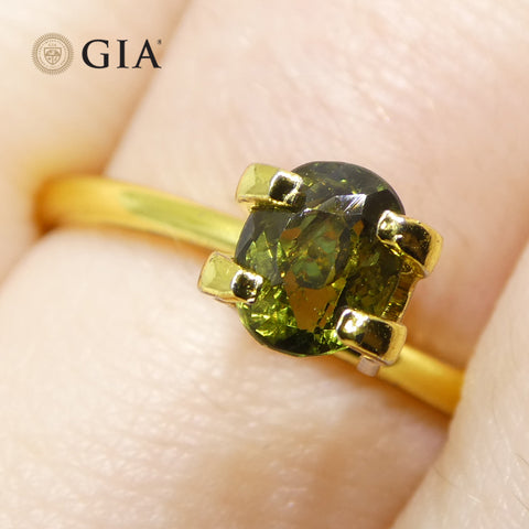 0.95ct Oval Yellowish Green to Yellow-Brown Alexandrite GIA Certified Sri Lanka Unheated