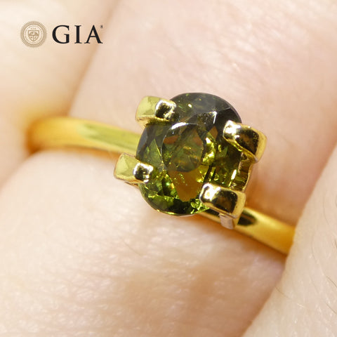 0.95ct Oval Yellowish Green to Yellow-Brown Alexandrite GIA Certified Sri Lanka Unheated