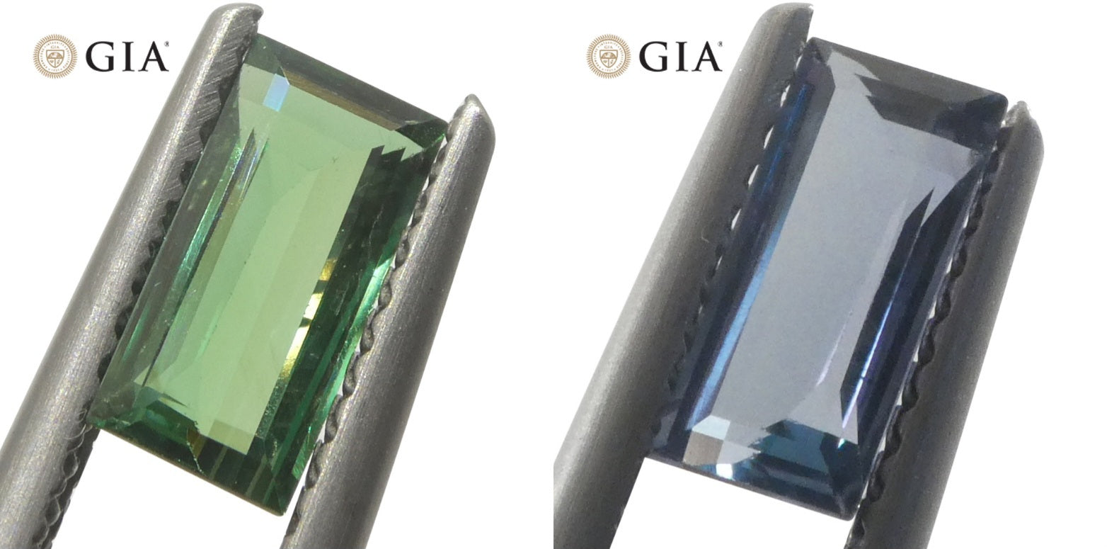 0.86ct Rectangular/Baguette Bluish Green to Grey-Purple Alexandrite GIA Certified India Unheated - Skyjems Wholesale Gemstones