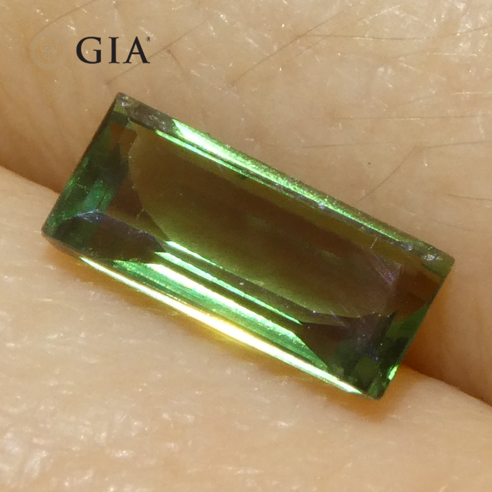 0.86ct Rectangular/Baguette Bluish Green to Grey-Purple Alexandrite GIA Certified India Unheated - Skyjems Wholesale Gemstones