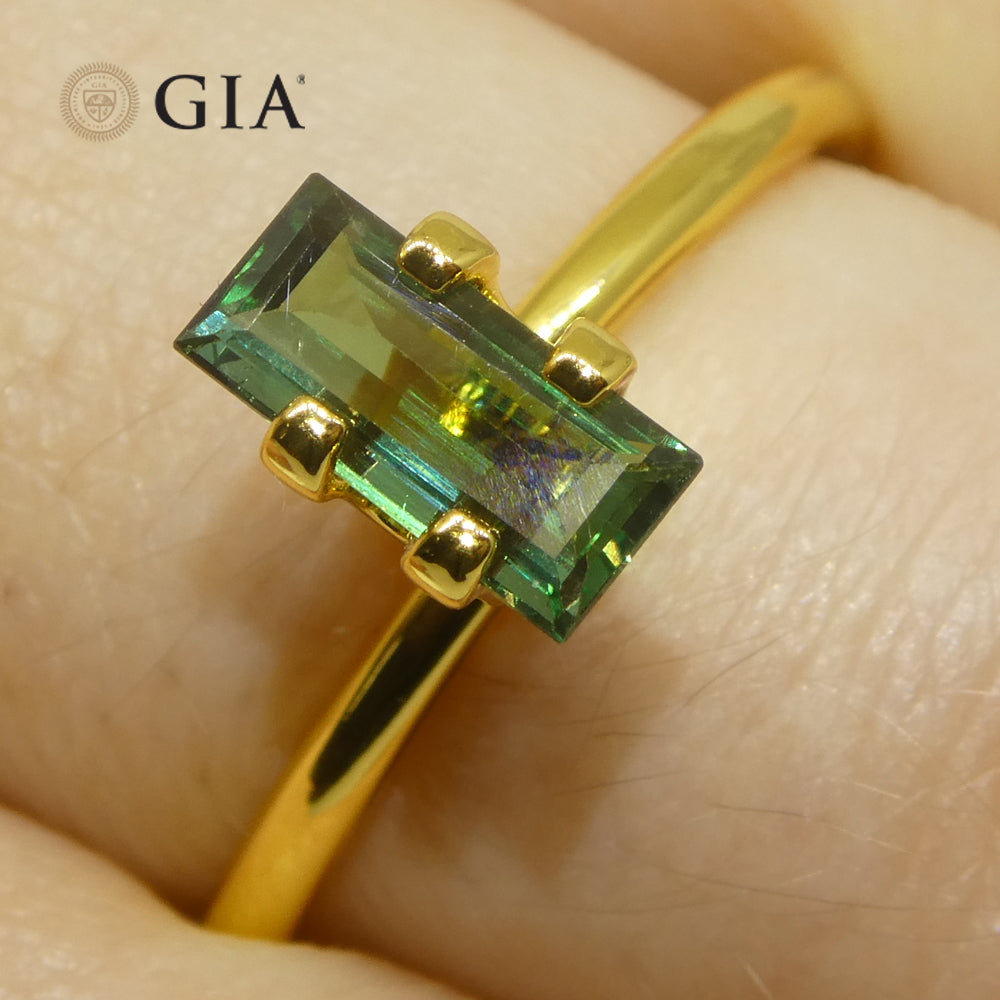 0.86ct Rectangular/Baguette Bluish Green to Grey-Purple Alexandrite GIA Certified India Unheated - Skyjems Wholesale Gemstones