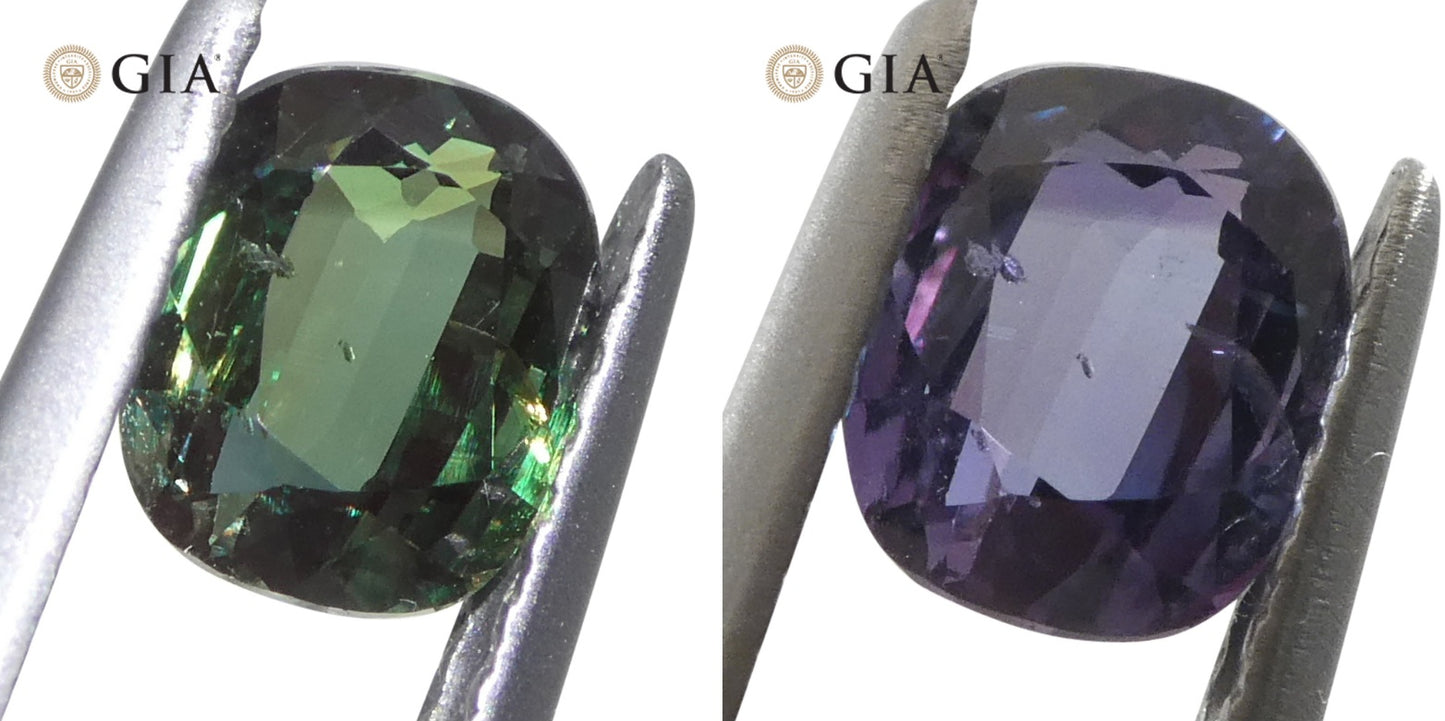 0.99ct Cushion Blue-Green to Reddish Purple Alexandrite GIA Certified Madagascar Unheated - Skyjems Wholesale Gemstones
