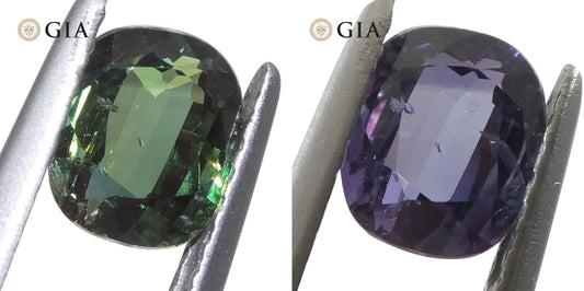 0.99ct Cushion Blue-Green to Reddish Purple Alexandrite GIA Certified Madagascar Unheated - Skyjems Wholesale Gemstones