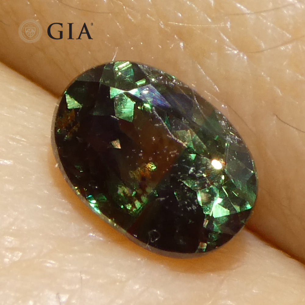 0.91ct Oval Blue-Green to Reddish Purple Alexandrite GIA Certified Madagascar Unheated - Skyjems Wholesale Gemstones