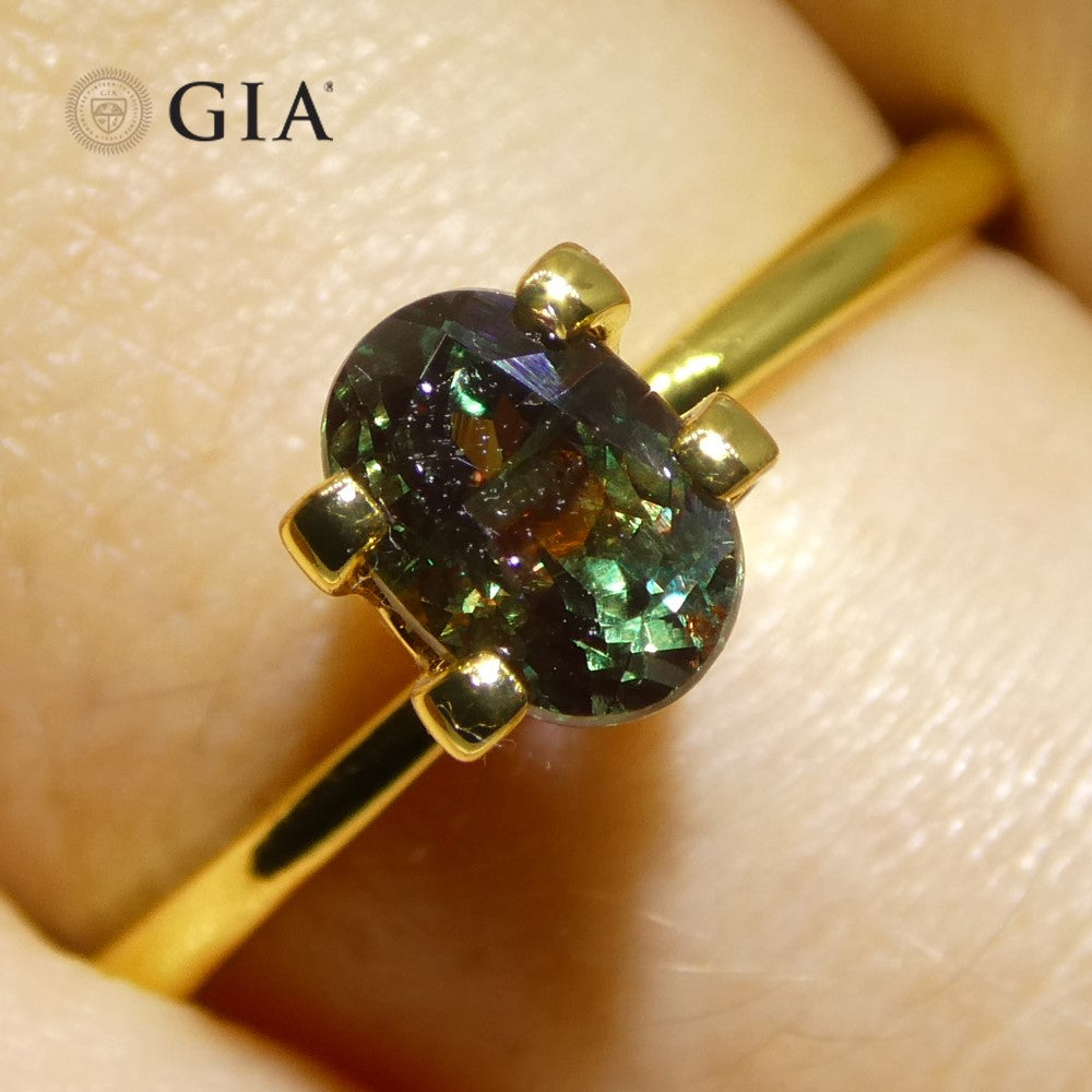 0.91ct Oval Blue-Green to Reddish Purple Alexandrite GIA Certified Madagascar Unheated - Skyjems Wholesale Gemstones