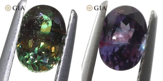 0.91ct Oval Blue-Green to Reddish Purple Alexandrite GIA Certified Madagascar Unheated - Skyjems Wholesale Gemstones
