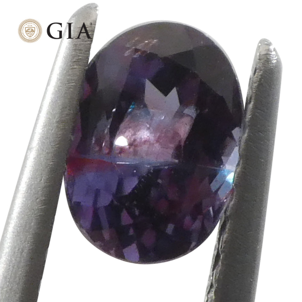0.91ct Oval Blue-Green to Reddish Purple Alexandrite GIA Certified Madagascar Unheated - Skyjems Wholesale Gemstones
