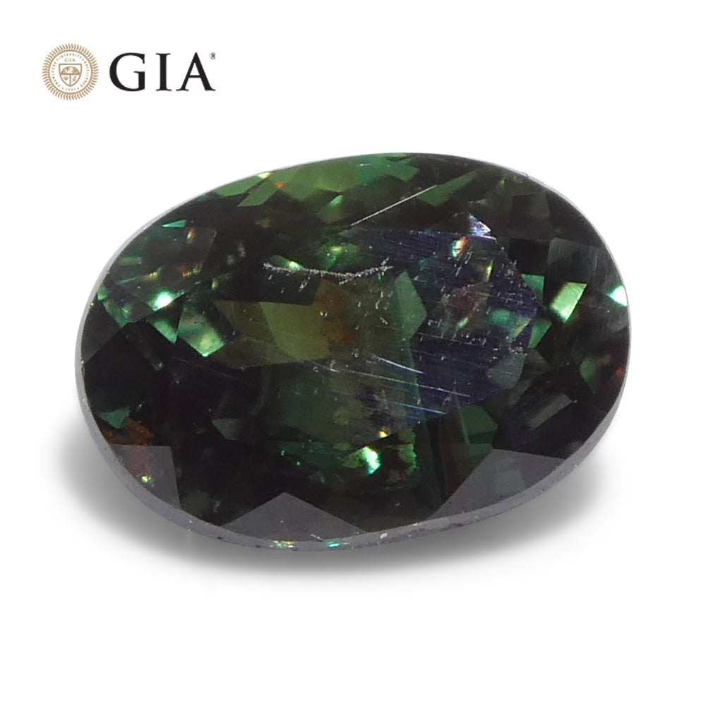 0.91ct Oval Blue-Green to Reddish Purple Alexandrite GIA Certified Madagascar Unheated - Skyjems Wholesale Gemstones