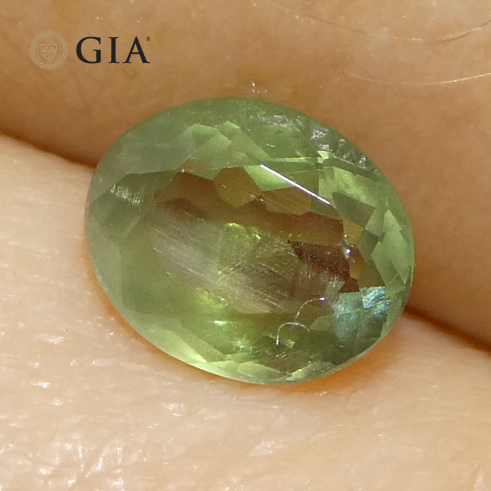 0.78ct Oval Yellowish Green to Grayish Purple Alexandrite GIA Certified India Unheated - Skyjems Wholesale Gemstones
