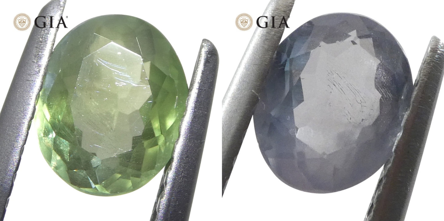 0.78ct Oval Yellowish Green to Grayish Purple Alexandrite GIA Certified India Unheated - Skyjems Wholesale Gemstones