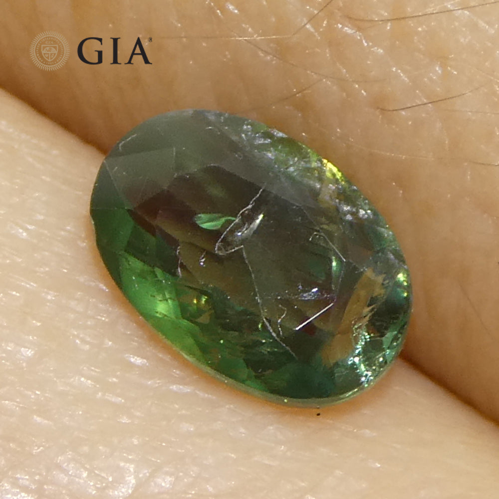 0.7ct Oval Green to Grayish Purple Alexandrite GIA Certified India Unheated - Skyjems Wholesale Gemstones