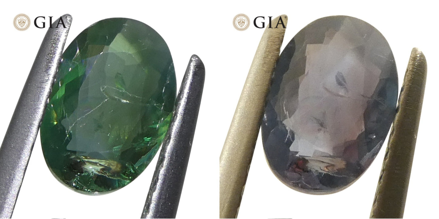 0.7ct Oval Green to Grayish Purple Alexandrite GIA Certified India Unheated - Skyjems Wholesale Gemstones