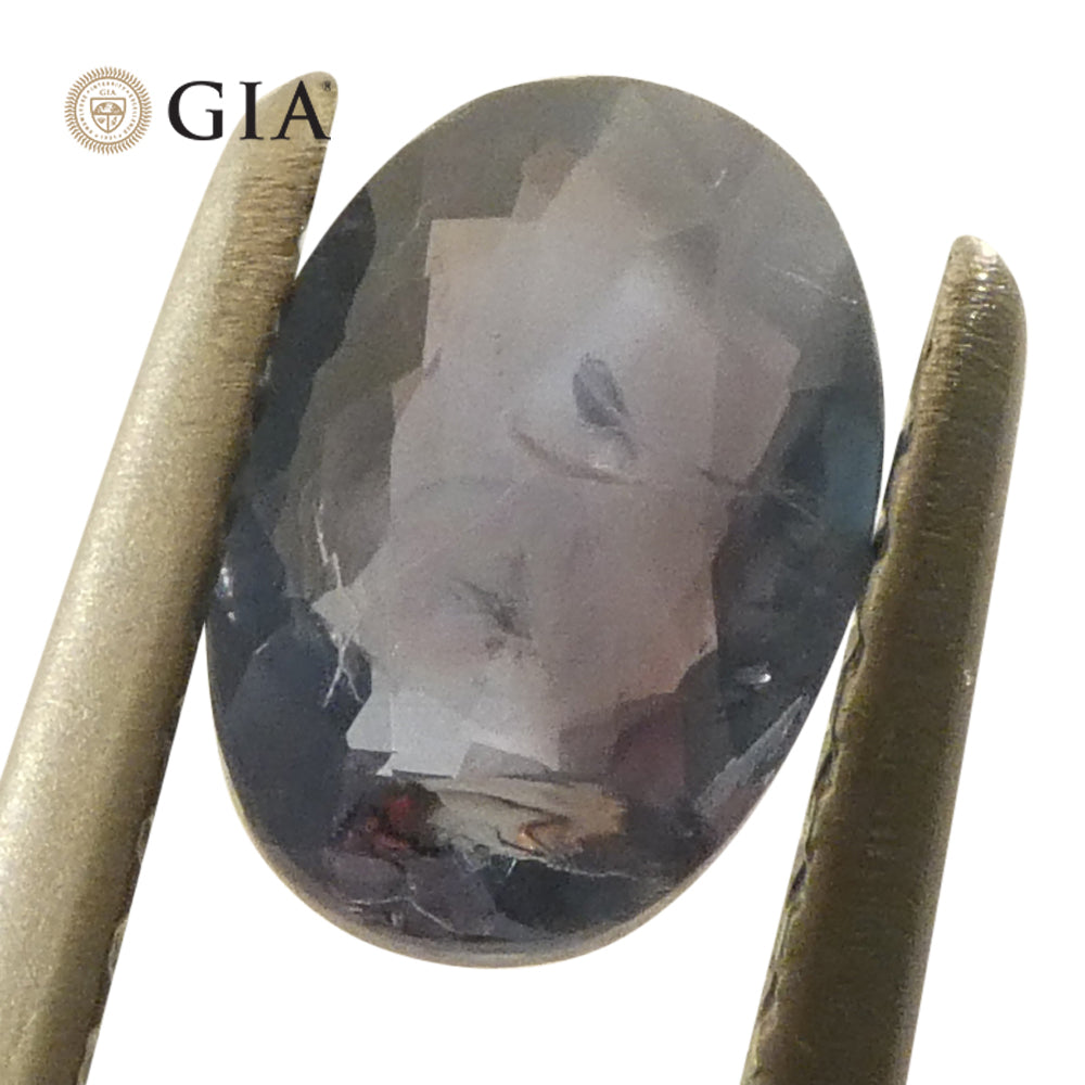 0.7ct Oval Green to Grayish Purple Alexandrite GIA Certified India Unheated - Skyjems Wholesale Gemstones