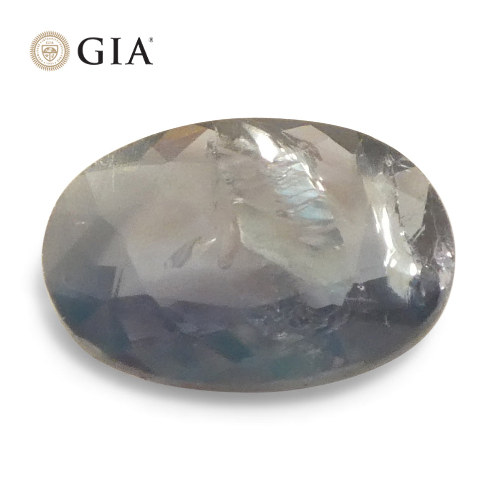 0.7ct Oval Green to Grayish Purple Alexandrite GIA Certified India Unheated - Skyjems Wholesale Gemstones