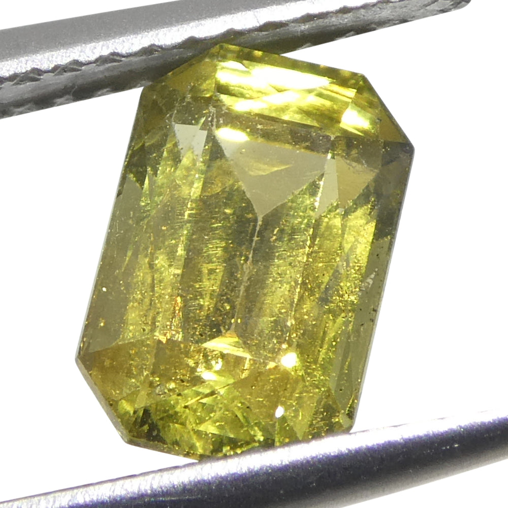 2.3ct Yellow Chrysoberyl Octagonal Emerald Cut from Sri Lanka, GIA Certified Natural Gemstone by SkyJems