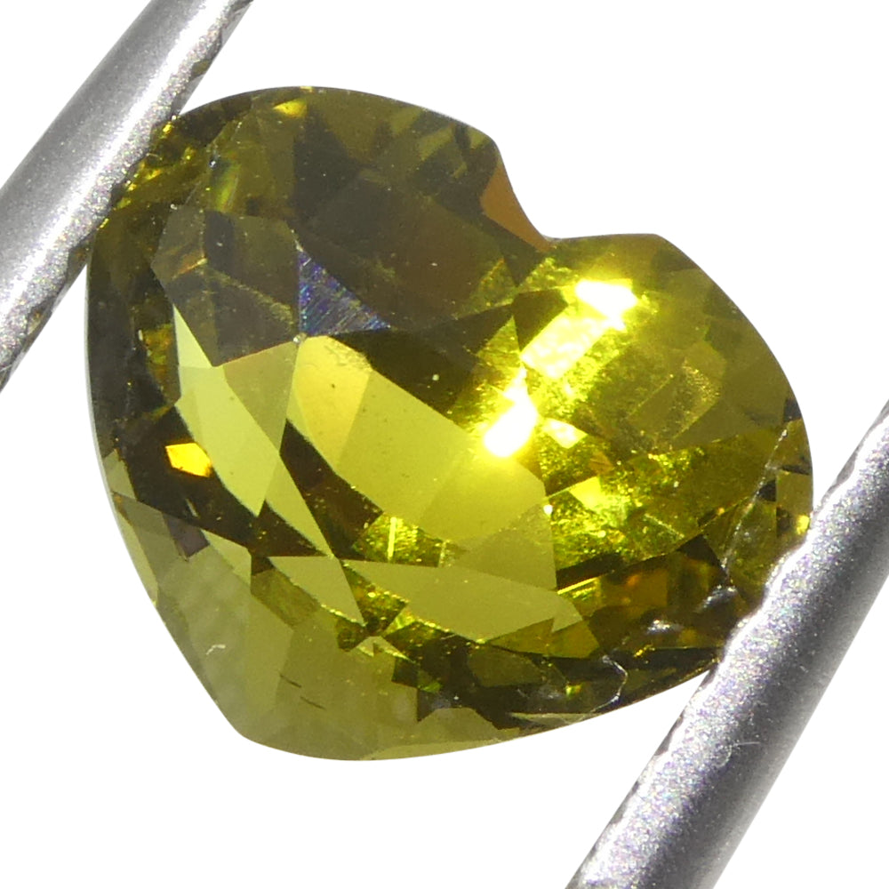 2.05ct Heart Greenish Yellow Chrysoberyl from Sri Lanka, GIA Certified Natural Gemstone by SkyJems