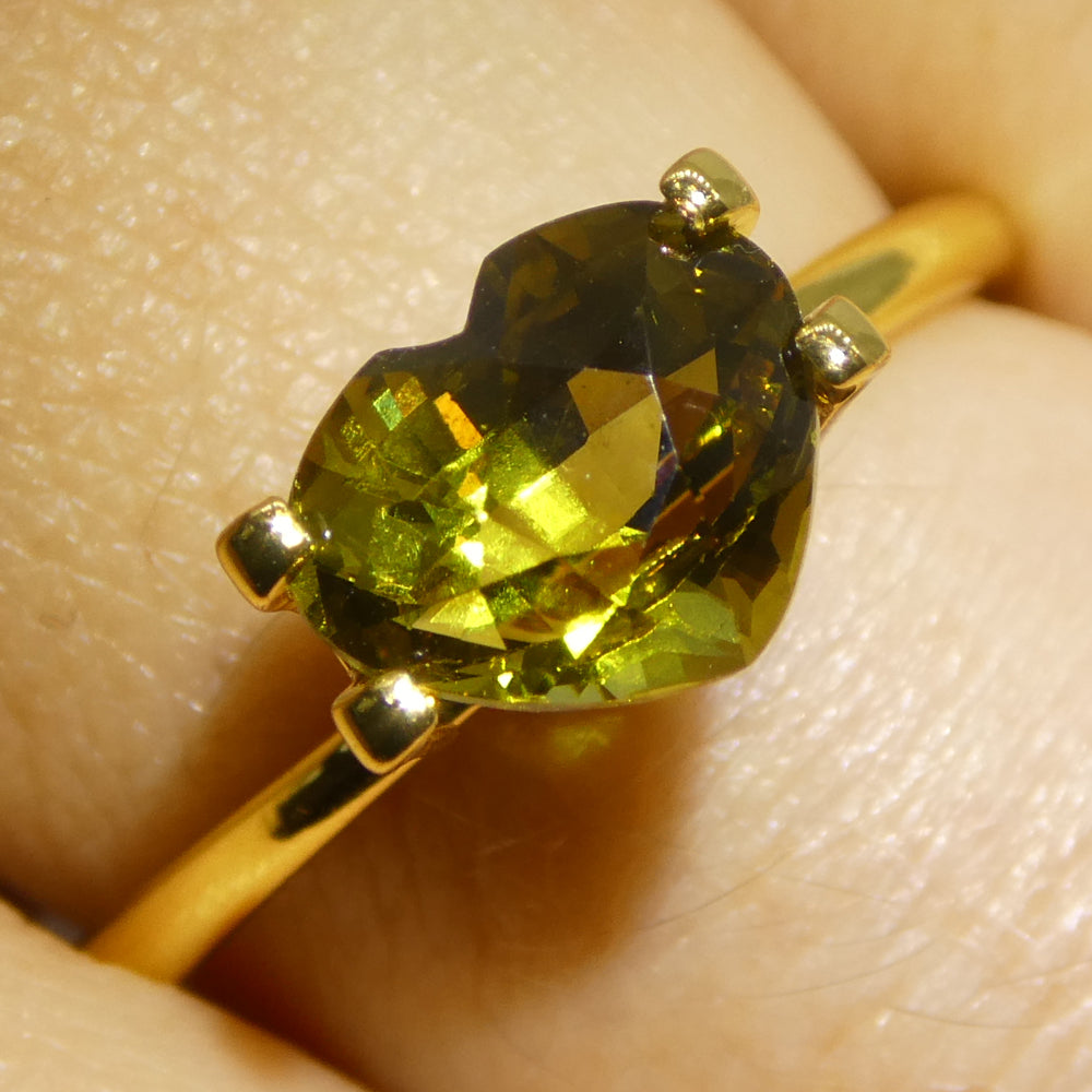 2.05ct Heart Greenish Yellow Chrysoberyl GIA Certified Unheated - Skyjems Wholesale Gemstones