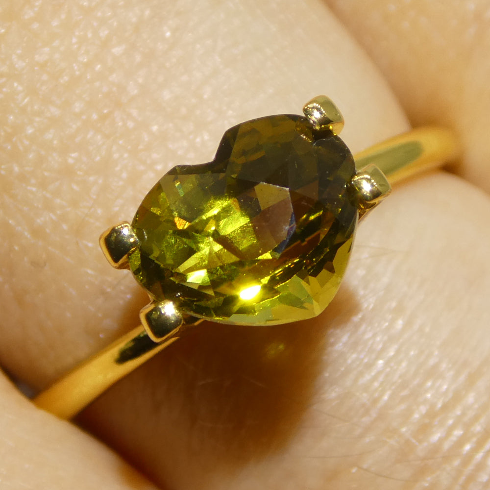 2.05ct Heart Greenish Yellow Chrysoberyl GIA Certified Unheated - Skyjems Wholesale Gemstones