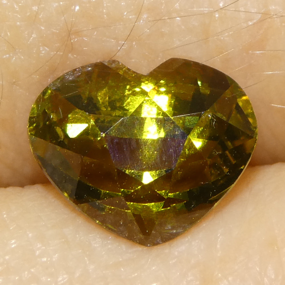 2.05ct Heart Greenish Yellow Chrysoberyl GIA Certified Unheated - Skyjems Wholesale Gemstones