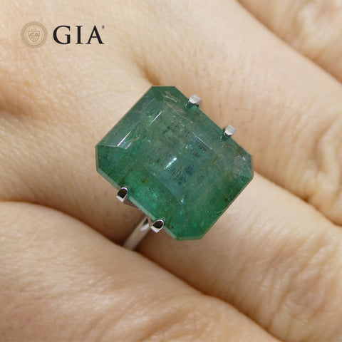 10.84ct Octagonal/Emerald Cut Green Emerald GIA Certified