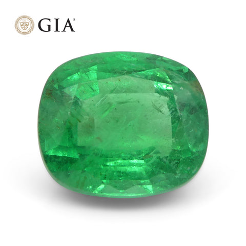 1.98ct Cushion Green Emerald GIA Certified Zambia