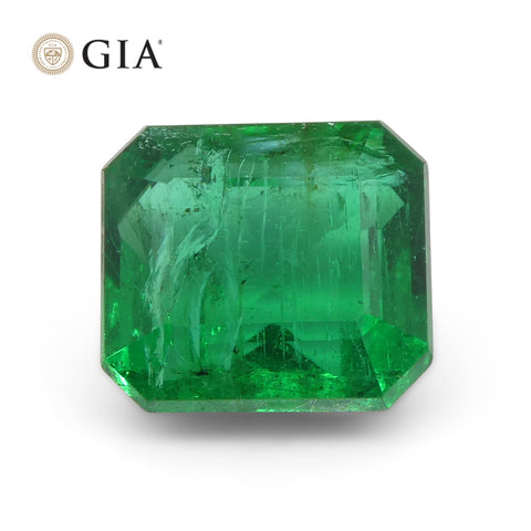 1.55ct Octagonal/Emerald Cut Green Emerald GIA Certified Zambia