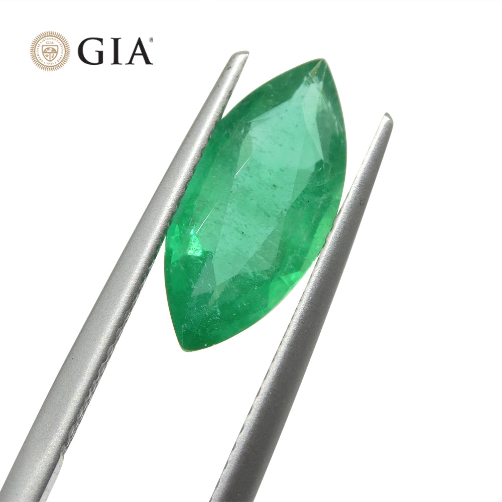 2.59ct Marquise Green Emerald GIA Certified Zambia F1/Minor - Skyjems Wholesale Gemstones