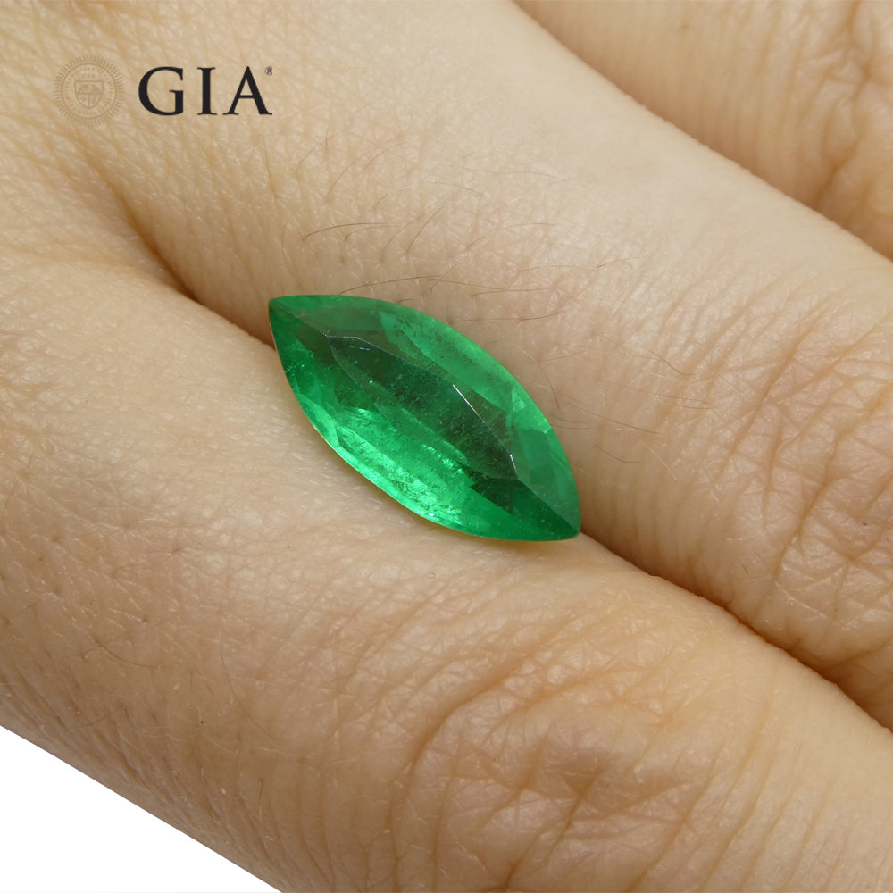 2.59ct Marquise Green Emerald GIA Certified Zambia F1/Minor - Skyjems Wholesale Gemstones