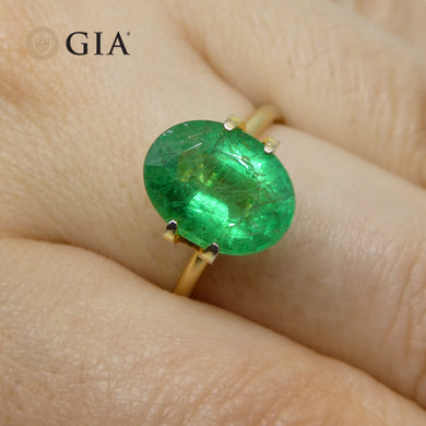 3.32ct Oval Green Emerald GIA Certified Russia - Skyjems Wholesale Gemstones