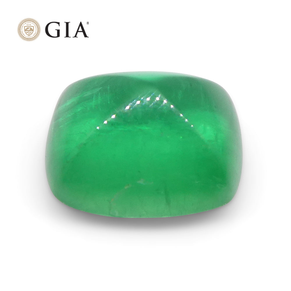 1.41ct Cushion Sugarloaf Double Cabochon Green Emerald GIA Certified Brazil - Skyjems Wholesale Gemstones