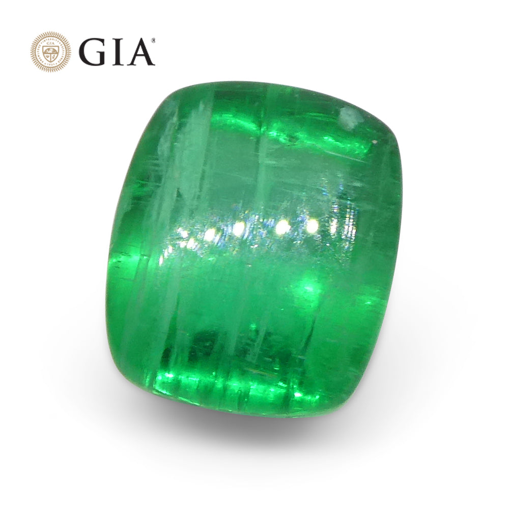 1.41ct Cushion Sugarloaf Double Cabochon Green Emerald GIA Certified Brazil - Skyjems Wholesale Gemstones