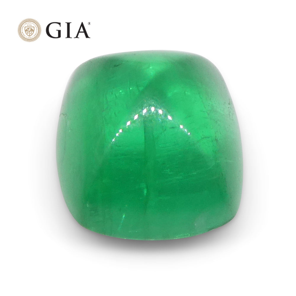 1.41ct Cushion Sugarloaf Double Cabochon Green Emerald GIA Certified Brazil - Skyjems Wholesale Gemstones