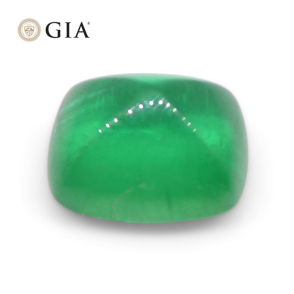 1.41ct Cushion Sugarloaf Double Cabochon Green Emerald GIA Certified Brazil - Skyjems Wholesale Gemstones