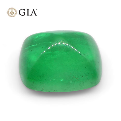 1.41ct Cushion Sugarloaf Double Cabochon Green Emerald GIA Certified Brazil