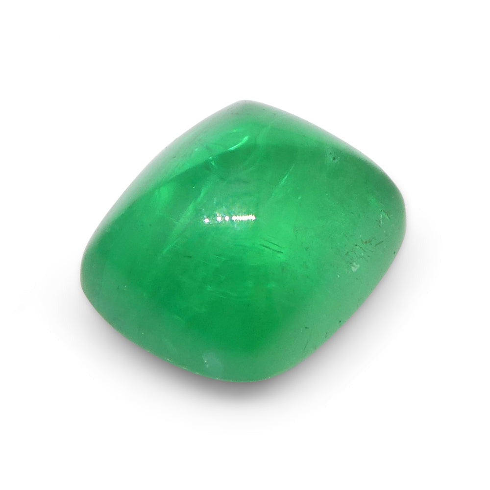 1.41ct Cushion Sugarloaf Double Cabochon Green Emerald GIA Certified Brazil - Skyjems Wholesale Gemstones