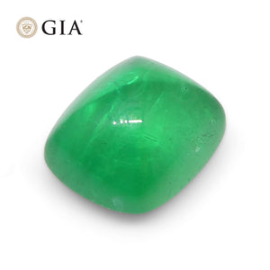 1.41ct Cushion Sugarloaf Double Cabochon Green Emerald GIA Certified Brazil - Skyjems Wholesale Gemstones