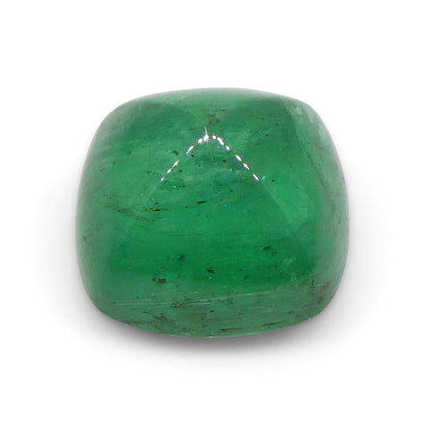 2.77ct Cushion Sugarloaf Double Cabochon Green Emerald GIA Certified Zambia
