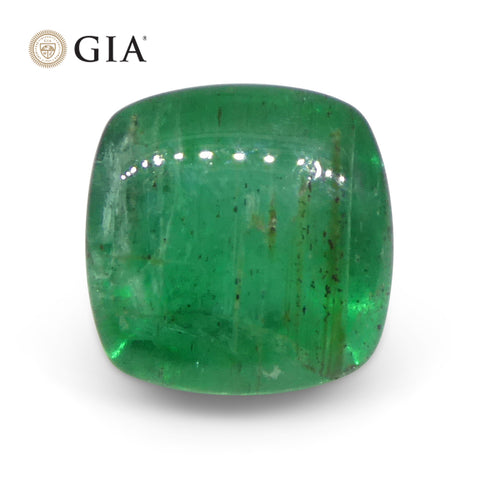 2.77ct Cushion Sugarloaf Double Cabochon Green Emerald GIA Certified Zambia