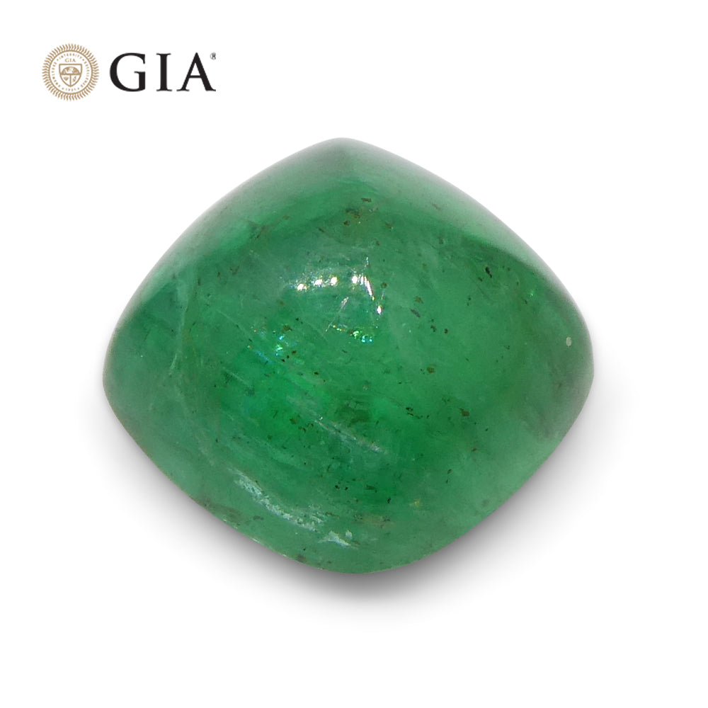 2.77ct Cushion Sugarloaf Double Cabochon Green Emerald GIA Certified Zambia - Skyjems Wholesale Gemstones