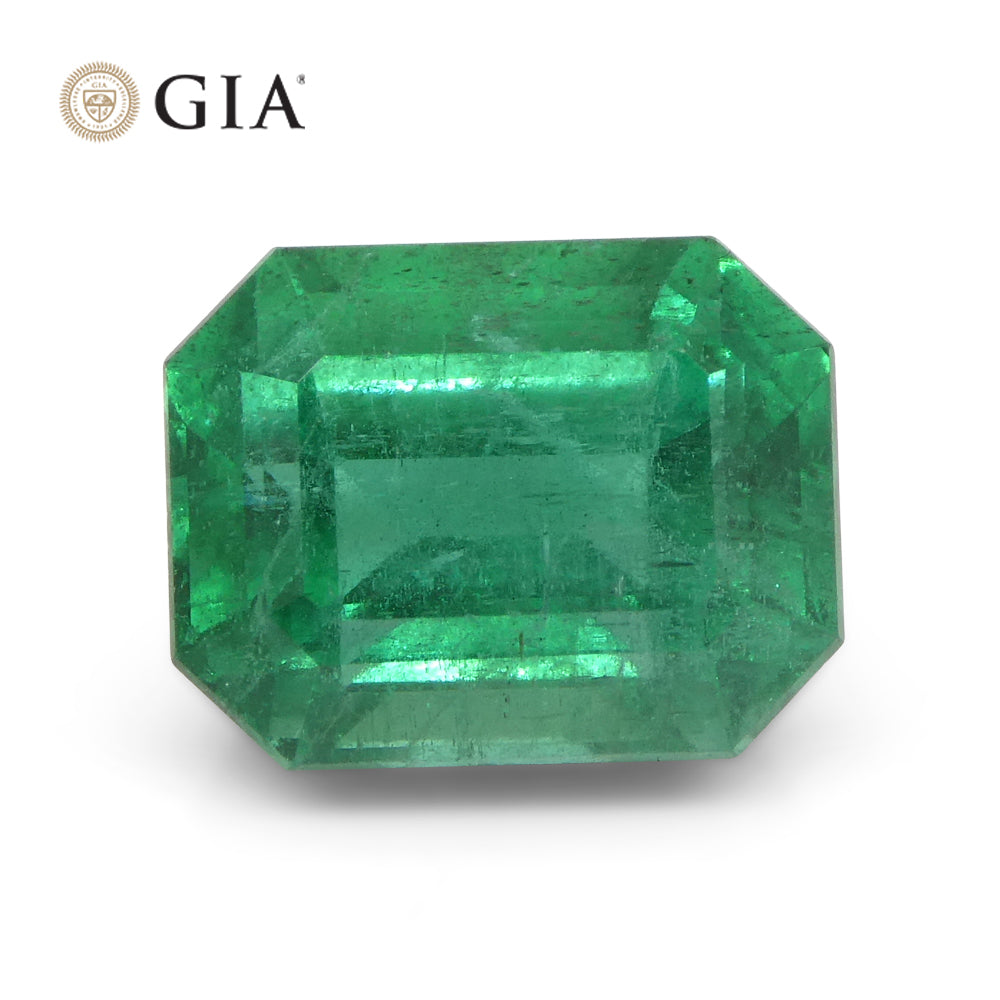 5.25ct Octagonal/Emerald Cut Green Emerald GIA Certified Zambia F1/Minor - Skyjems Wholesale Gemstones