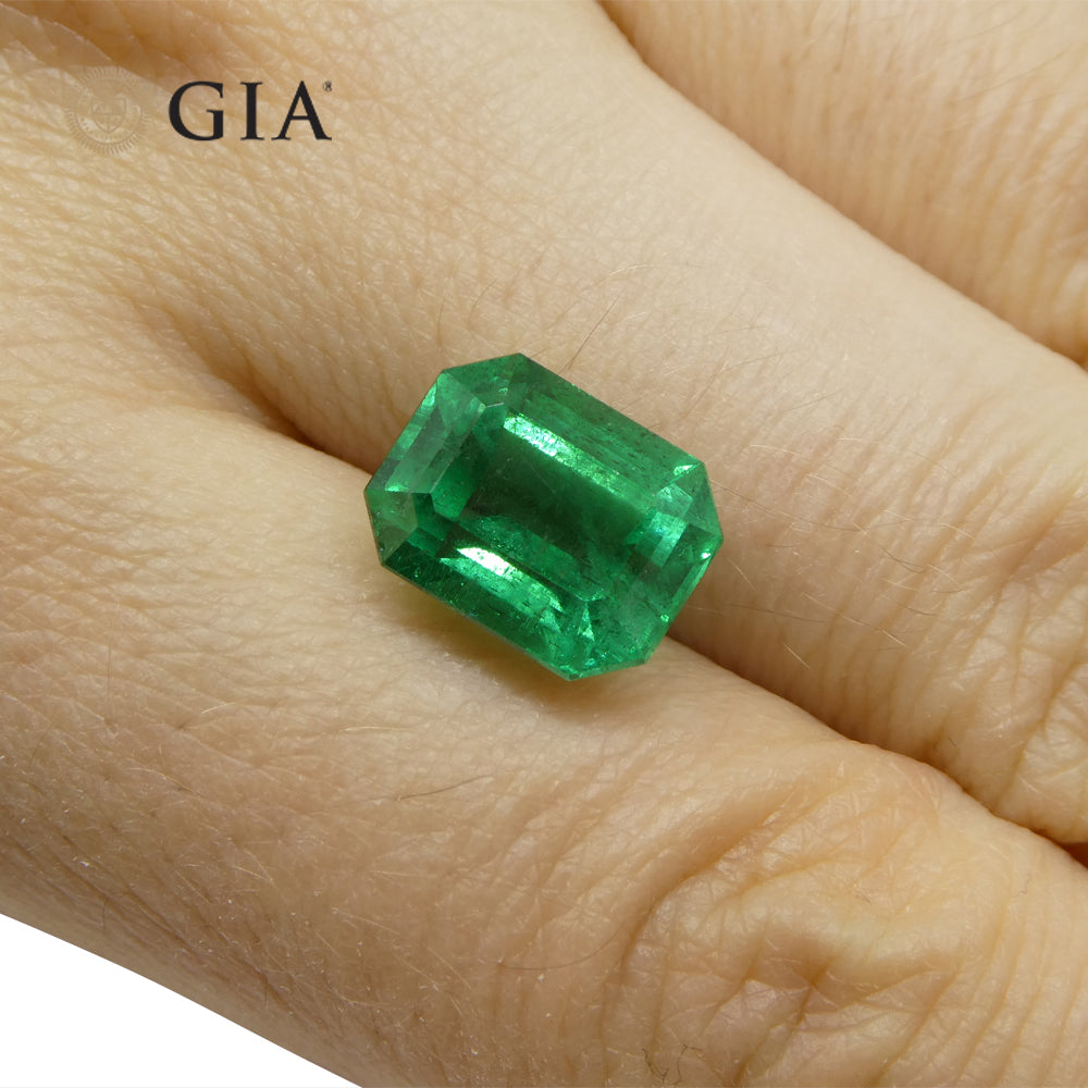 5.25ct Octagonal/Emerald Cut Green Emerald GIA Certified Zambia F1/Minor - Skyjems Wholesale Gemstones