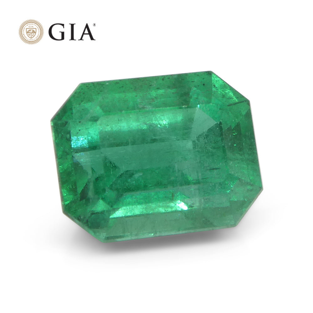 5.25ct Octagonal/Emerald Cut Green Emerald GIA Certified Zambia F1/Minor - Skyjems Wholesale Gemstones