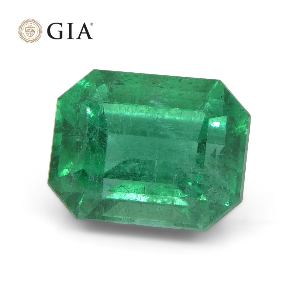 5.25ct Octagonal/Emerald Cut Green Emerald GIA Certified Zambia F1/Minor - Skyjems Wholesale Gemstones