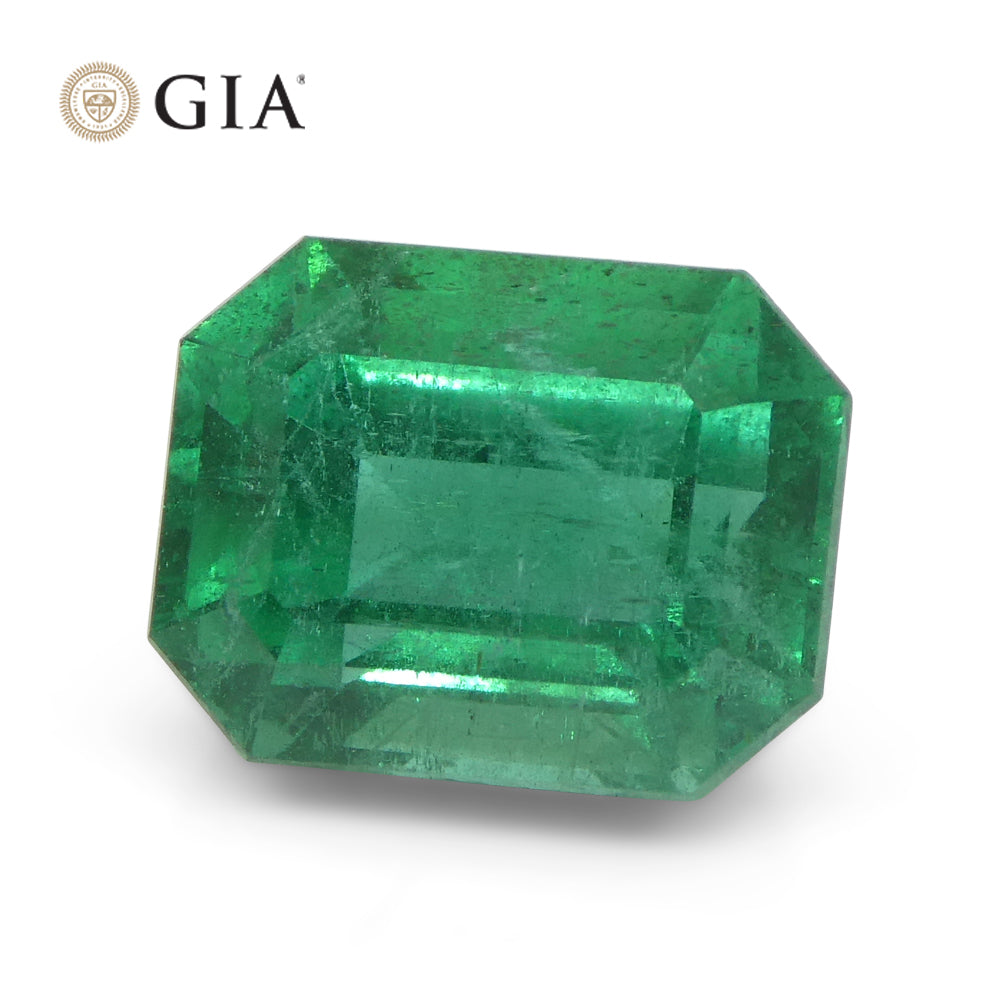 5.25ct Octagonal/Emerald Cut Green Emerald GIA Certified Zambia F1/Minor - Skyjems Wholesale Gemstones