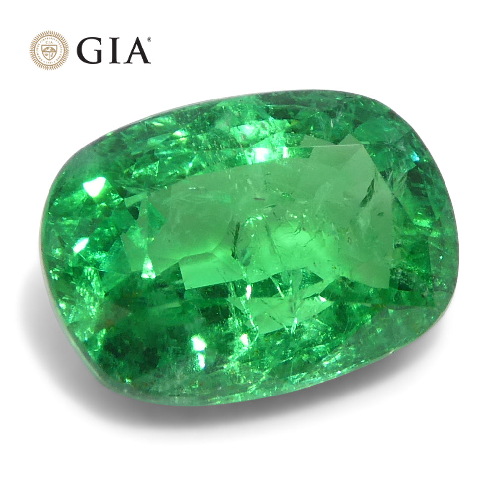 2.03ct Cushion Green Emerald GIA Certified Zambia - Skyjems Wholesale Gemstones