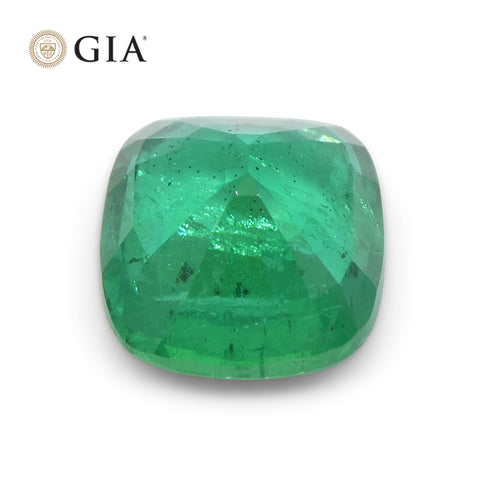 2.72ct Cushion Green Emerald GIA Certified Zambia