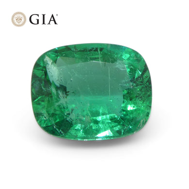 2.72ct Cushion Green Emerald GIA Certified Zambia - Skyjems Wholesale Gemstones