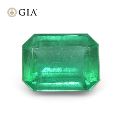 2.07ct Octagonal/Emerald Cut Green Emerald GIA Certified Zambia F1/Minor - Skyjems Wholesale Gemstones