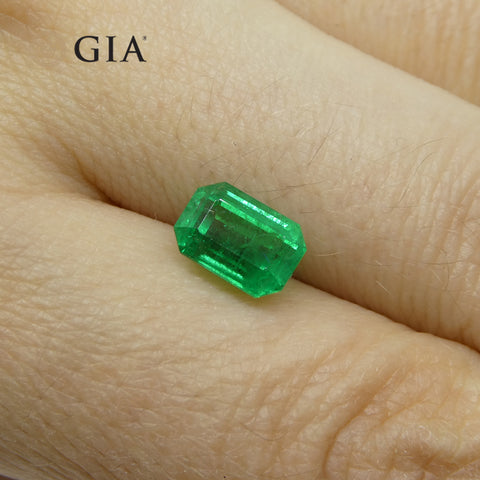 1.77ct Octagonal/Emerald Cut Green Emerald GIA Certified Zambia