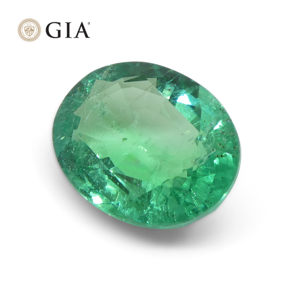 4.56ct Oval Green Emerald GIA Certified Zambia F1/Minor - Skyjems Wholesale Gemstones